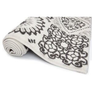 RIDEAUDISCOUNT Tapis 100 x 150 cm Rectangulaire Blanc Motif Carreaux de Ciment Blanc Noir Gris - Blanc - Publicité