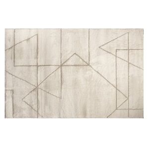 RIDEAUDISCOUNT Tapis 150 x 200 cm Tissage Jacquard et Fil Lurex Doré Motif Géométrique Ecru - Ecru - Publicité