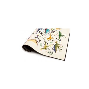 RIDEAUDISCOUNT Tapis 80 x 120 cm Velours Ras Imprimé Finition Surjet Motif Alphabet Dinosaures Multicolore - Multicolore - Publicité