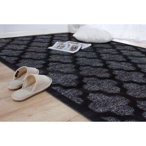 ALLOTAPIS Tapis en polypropylène brillant baroque Melyna Noir 80x150 - Noir - Publicité