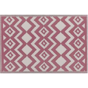 Beliani - Tapis Extérieur Intérieur Synthètique au Motif Zigzag Rose et Blanc Polyvalent Décoratif et Pratique pour Balcon Terrasse ou Salle de Bain - Publicité