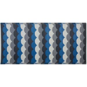 Beliani - Tapis d'Extérieur Bleu Gris et Noir en Polypropylène Motif Vagues pour Terrasse au Style Moderne 90 x 180 cm - Publicité