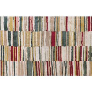 Tapis Rectangulaire Multicolore en Polyester Rayé pour Chambre ou Salon au Style Moderne 140 x 200 cm Beliani - Publicité