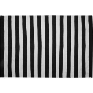 Beliani - Tapis d'Extérieur Noir et Blanc en Matière Synthétique Motif à Rayures pour Terrasse au Style Moderne 160 x 230 cm - Publicité