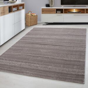 ALLOTAPIS Tapis rayé uni à courtes mèches rectangle Ocrul Beige 80x300 - Beige - Publicité