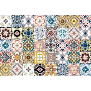 OZAIA Tapis en vinyle effet carreaux de ciment RICA 120x180 cm Multicolore