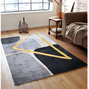 Vente-unique.com Tapis style contemporain PICADILLY - 160 x 230 cm - Gris, noir et dore