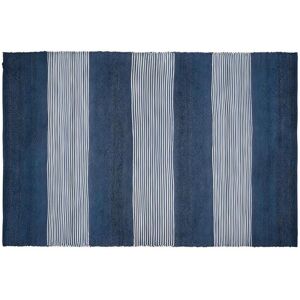 OZAIA Tapis en jute tisse a la main KOCHI - 140 x 200 cm - Bleu marine et blanc