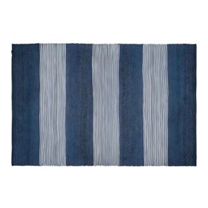 OZAIA Tapis en jute tissé à la main KOCHI - 200 x 290 cm - Bleu marine et blanc