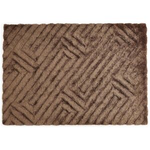 OZAIA Tapis shaggy a poils longs en relief - 160 x 230 cm - Marron - MAZE