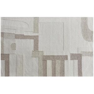 Vente-unique.com Tapis a reliefs 100% laine fait a la main - 160 x 230 cm - 1800g/m2 - Beige et taupe - MANDJARO