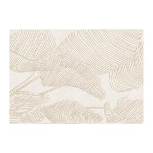 OZAIA Tapis imprime feuillage finition lurex brillant - 160 x 230 cm - beige - VANILA