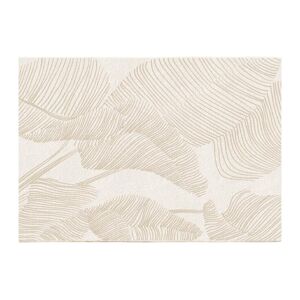 Vente-unique.com Tapis imprime feuillage finition lurex brillant - 160 x 230 cm - beige - VANILA