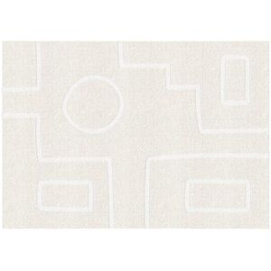 Vente-unique.com Tapis design creuse a motifs asymetriques - 160 x 230 cm - Beige et blanc - DOMINIO