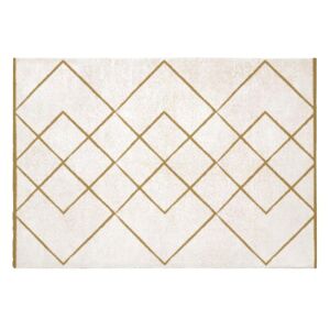 Vente-unique.com Tapis shaggy berbere - 200 x 290 cm - Blanc et dore - PRYSMI