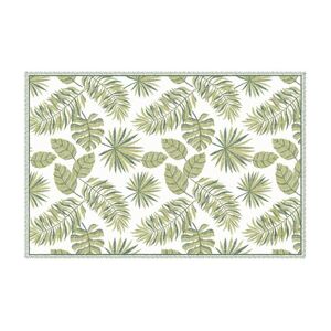 OZAIA Tapis en vinyle motif tropical - 120 x 180 cm - Vert et blanc - TROPICALA