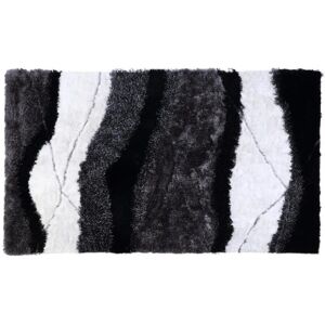 OZAIA Tapis shaggy à poils longs ECUME - tufté main - Noir et Blanc - 160 x 230 cm