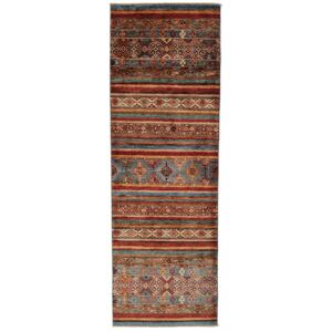 Noué à la main. Origine: Afghanistan Tapis D'orient Shabargan Tapis 83X248 Tapis De Couloir Rouge Foncé/Marron (Laine, Afghanistan)