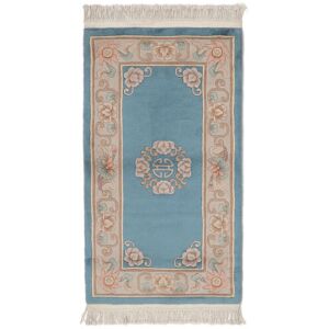 Noue a la main. Origine: China Tapis D'orient Chinois 90 Line Tapis 76X140 Bleu Fonce/Marron (Laine, Chine)