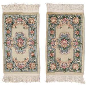 Noue a la main. Origine: China Tapis D'orient Chinois 90 Line 62X91 Beige/Vert Fonce (Laine, Chine)