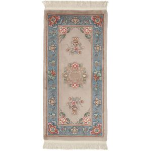 Noue a la main. Origine: China Tapis D'orient Chinois 90 Line 69X137 Marron/Gris Fonce (Laine, Chine)