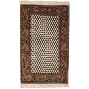 Noue a la main. Origine: India Tapis Mir Indo 95X157 Noir/Marron (Laine, Inde)