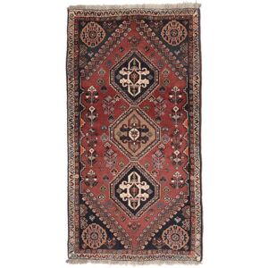 Noué à la main. Origine: Persia / Iran 88X166 Tapis Ghashghaï Tapis D'orient Fait Main Tapis De Couloir Noir/Rouge Foncé (Laine, Perse/Iran)