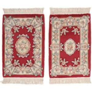 Noue a la main. Origine: China Tapis D'orient Chinois 90 Line Tapis 62X92 Rouge Fonce/Marron (Laine, Chine)