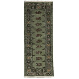 Noué à la main. Origine: Pakistan 80X203 Tapis D'orient Pakistan Boukhara 3Ply Tapis Tapis De Couloir Noir/Vert Foncé (Laine, Pakistan)