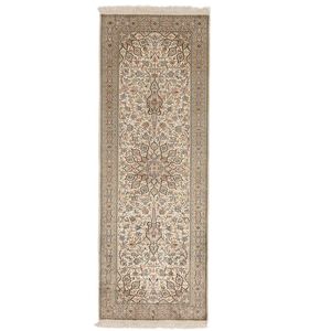 Noue a la main. Origine: India 66X184 Tapis Cachemire Pure Soie Tapis D'orient Fait Main Tapis De Couloir Marron/Beige (Soie, Inde)