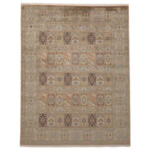 Noue a la main. Origine: India 244X312 Tapis D'orient Cachemire Pure Soie Tapis Marron/Orange (Soie, Inde)