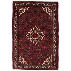 Noué à la main. Origine: Persia / Iran 106X156 Tapis Hamadan Tapis D'orient Fait Main Noir/Rouge Foncé (Laine, Perse/Iran)