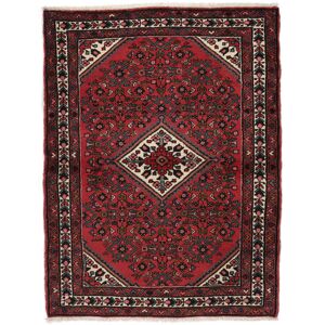 Noué à la main. Origine: Persia / Iran Fait Main Hosseinabad Tapis 112X147 Persan Tapis De Laine Noir/Rouge Foncé Petit Tapis