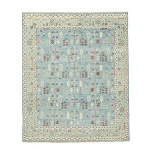 Noue a la main. Origine: India 255X306 Tapis Usak Indo Tapis D'orient Fait Main Vert/Marron Grand (Laine, Inde)