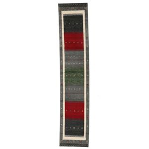 Noué à la main. Origine: India 80X400 Tapis Gabbeh Indo Fine Tapis Moderne Tapis De Couloir Noir/Rouge Foncé (Laine, Inde)