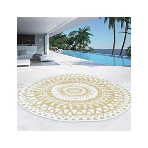 ID Market Tapis extérieur ROND naturel et blanc D.150 CM - Publicité