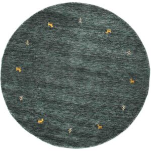 RugVista Gabbeh loom Two Lines Tapis - Gris fonce / Vert Ø 150