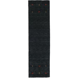 RugVista Gabbeh loom Two Lines Tapis - Noir / Gris 80x250