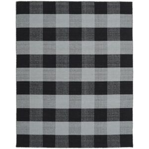 Noué à la main. Origine: India Check Kilim Tapis - Noir / Gris 240x300