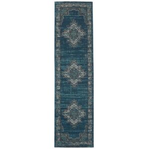 RugVista Vintage Vega Tapis - Bleu foncé / Turquoise 80x300