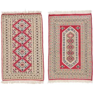 Noue a la main. Origine: Pakistan Pakistan Boukhara 2ply Tapis colis de 2 59x95