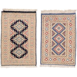 Noué à la main. Origine: Pakistan Pakistan Boukhara 2ply Tapis colis de 2 62x98