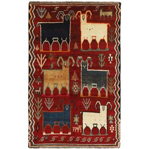 Noue a la main. Origine: Persia / Iran Kashghai Old figural / pictural Tapis 134x215