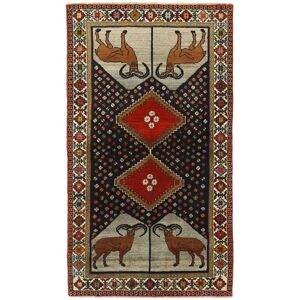 Noue a la main. Origine: Persia / Iran Kashghai Old figural / pictural Tapis 113x208