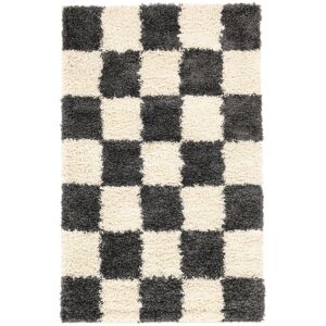 RugVista Chessie Tapis - Gris foncé / Blanc écru 100x160