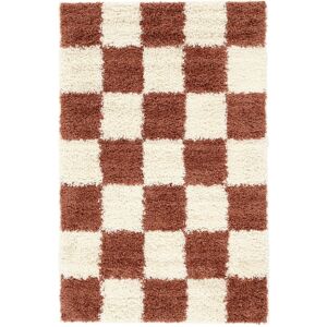 RugVista Chessie Tapis - Rouge rouille / Blanc écru 100x160