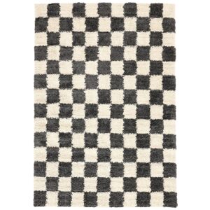 RugVista Chessie Tapis - Gris foncé / Blanc écru 200x300