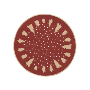 RugVista Winterland Tapis - Rouge / Beige Ø 120