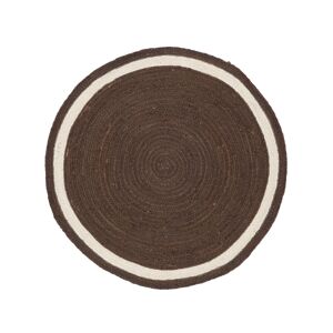 RugVista Pella Line Tapis - Marron / Blanc ecru Ø 120