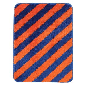 RugVista Bianca Stripe tapis de bain - Bleu / Orange 50x67